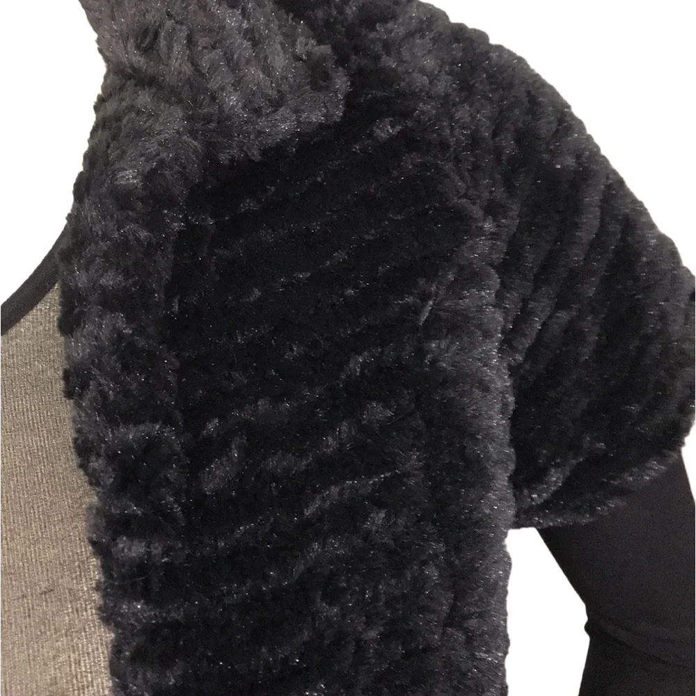 Poetry Plush Faux Fur Black Shrug Cape-let S